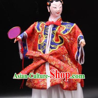 Traditional Chinese Handmade Red Dress Diva Puppet Marionette Puppets String Puppet Wooden Image Arts Collectibles