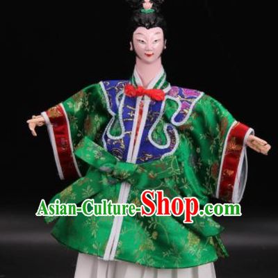 Traditional Chinese Handmade Green Dress Peri Puppet Marionette Puppets String Puppet Wooden Image Arts Collectibles