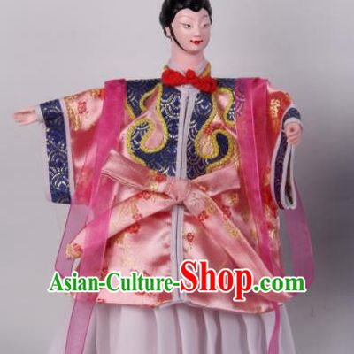 Traditional Chinese Handmade Pink Dress Peri Puppet Marionette Puppets String Puppet Wooden Image Arts Collectibles