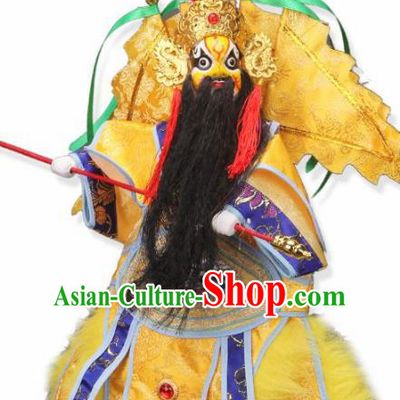 Traditional Chinese Handmade Yellow General Puppet Marionette Puppets String Puppet Wooden Image Arts Collectibles