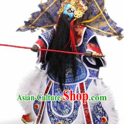 Traditional Chinese Handmade Blue General Puppet Marionette Puppets String Puppet Wooden Image Arts Collectibles