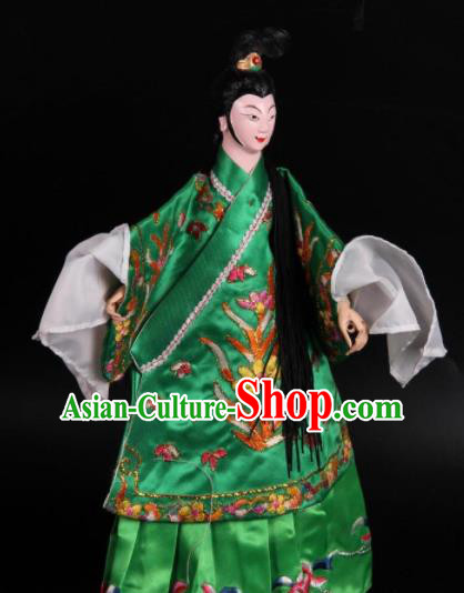 Traditional Chinese Green Dress Diva Puppet Marionette Puppets String Puppet Wooden Image Arts Collectibles