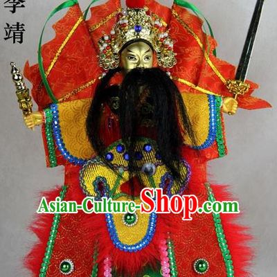 Chinese Traditional General Li Jing Marionette Puppets Handmade Puppet String Puppet Wooden Image Arts Collectibles