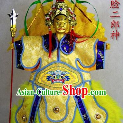 Chinese Traditional General God Erlang Marionette Puppets Handmade Puppet String Puppet Wooden Image Arts Collectibles