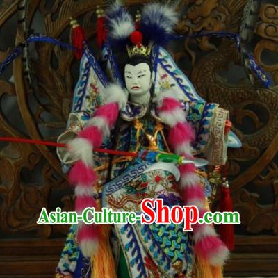 Chinese Traditional General Lv Bu Marionette Puppets Handmade Puppet String Puppet Wooden Image Arts Collectibles