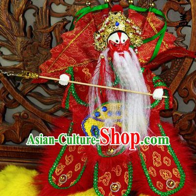 Chinese Traditional Red General Huang Gai Marionette Puppets Handmade Puppet String Puppet Wooden Image Arts Collectibles