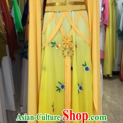 Traditional Chinese Handmade Beijing Opera Diva Costumes Ancient Peri Yellow Dress for Women