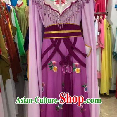 Traditional Chinese Handmade Beijing Opera Diva Costumes Ancient Peri Princess Purple Dress for Women