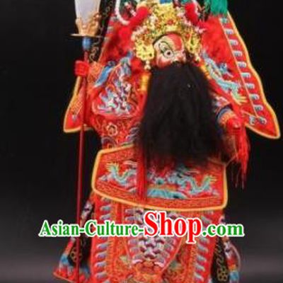 Traditional Chinese Red General Marionette Puppets Handmade Puppet String Puppet Wooden Image Arts Collectibles