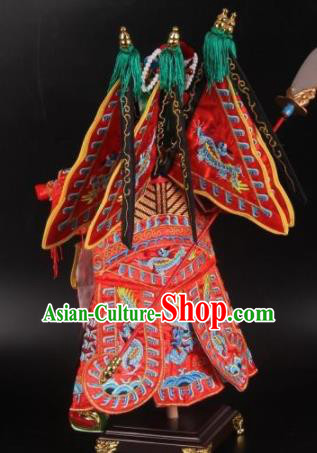 Traditional Chinese Red General Marionette Puppets Handmade Puppet String Puppet Wooden Image Arts Collectibles