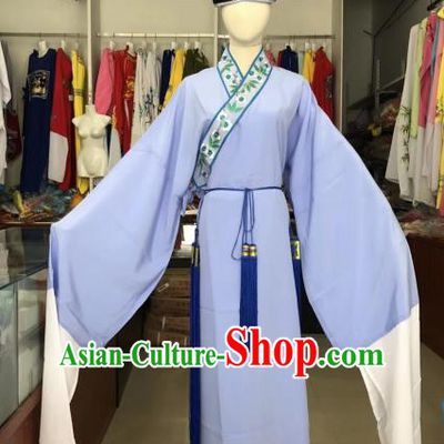 Traditional Chinese Huangmei Opera Niche Costumes Ancient Scholar Lilac Robe for Men