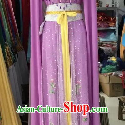 Traditional Chinese Handmade Beijing Opera Lin Daiyu Costumes Ancient Peri Princess Purple Dress for Women