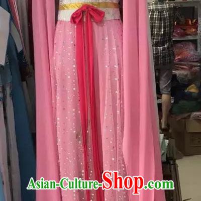Traditional Chinese Handmade Beijing Opera Lin Daiyu Costumes Ancient Peri Princess Pink Dress for Women