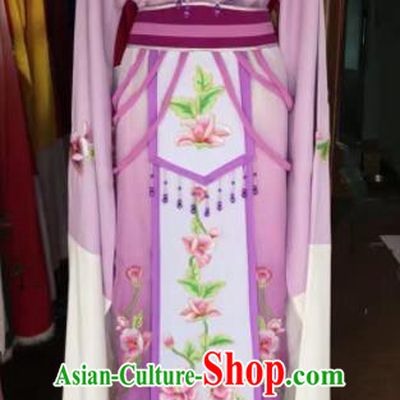 Traditional Chinese Handmade Beijing Opera Diva Costumes Ancient Peri Princess Purple Dress for Women