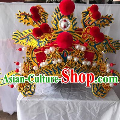 Traditional Chinese Beijing Opera God of Wealth Hat Ancient Prime Minister Headwear for Men