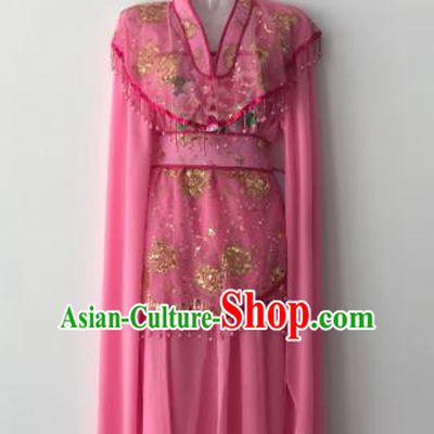 Traditional Chinese Handmade Beijing Opera Diva Rosy Dress Ancient Peri Princess Costumes for Women