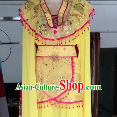 Traditional Chinese Handmade Beijing Opera Diva Yellow Dress Ancient Peri Princess Costumes for Women