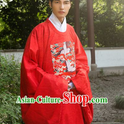 Ancient Chinese Ming Dynasty Government Official Robe Film Costumes and Hat Complete Set for Men