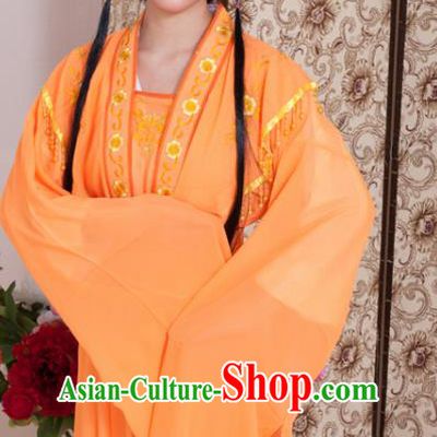 Handmade Traditional Chinese Beijing Opera Diva Orange Dress Ancient Nobility Lady Costumes for Women
