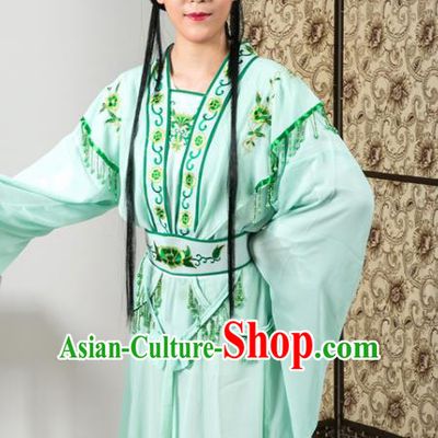 Handmade Traditional Chinese Beijing Opera Diva Green Dress Ancient Nobility Lady Costumes for Women