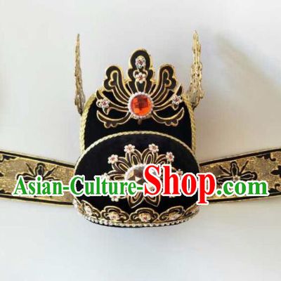 Traditional Chinese Beijing Opera Niche Black Hat Ancient Scholar Headwear for Men