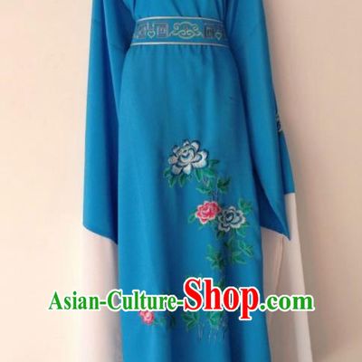 Traditional Chinese Huangmei Opera Niche Deep Blue Robe Ancient Gifted Scholar Costume for Men