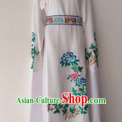 Traditional Chinese Huangmei Opera Niche White Robe Ancient Gifted Scholar Costume for Men