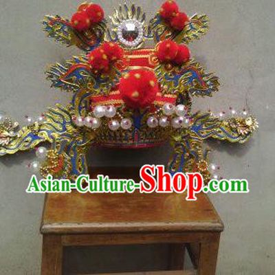 Traditional Chinese Beijing Opera Chancellor Hat Ancient Prime Minister Helmet Headwear for Men