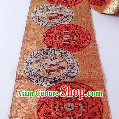 Traditional Japanese Classical Pattern Orange Waistband Kimono Brocade Accessories Yukata Belt for Women