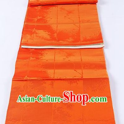 Traditional Japanese Classical Pattern Orange Waistband Kimono Brocade Accessories Yukata Belt for Women