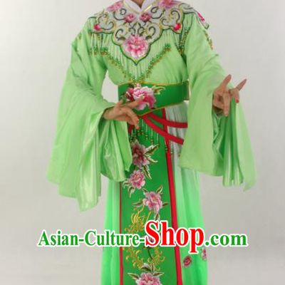 Handmade Traditional Chinese Beijing Opera Hua Tan Diva Green Dress Ancient Imperial Consort Costumes for Women