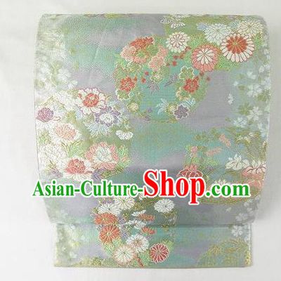 Traditional Japanese Classical Cornflowers Pattern Waistband Kimono Brocade Accessories Yukata Belt for Women