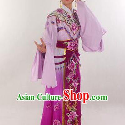 Handmade Traditional Chinese Beijing Opera Hua Tan Diva Purple Dress Ancient Imperial Consort Costumes for Women