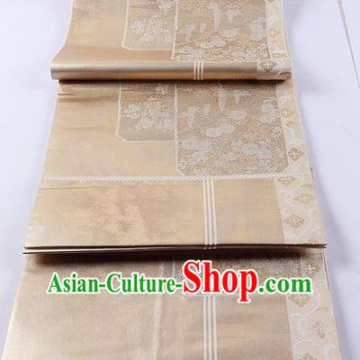Traditional Japanese Classical Pattern Khaki Waistband Kimono Brocade Accessories Yukata Belt for Women