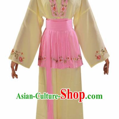 Handmade Traditional Chinese Beijing Opera Young Lady Yellow Clothing Ancient Maidservants Costumes for Women