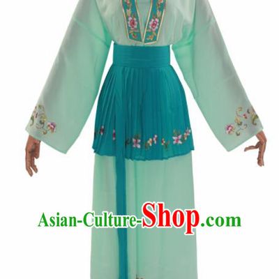 Handmade Traditional Chinese Beijing Opera Young Lady Light Green Clothing Ancient Maidservants Costumes for Women