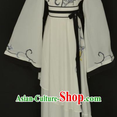 Handmade Traditional Chinese Beijing Opera Hua Tan White Dress Ancient Court Maid Costumes for Women