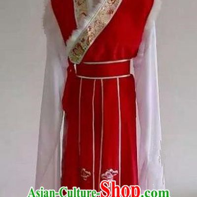 Handmade Traditional Chinese Beijing Opera Ethnic Princess Red Dress Ancient Court Lady Costumes and Hat for Women