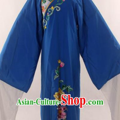 Traditional Chinese Huangmei Opera Niche Embroidered Blue Robe Ancient Gifted Scholar Costume for Men