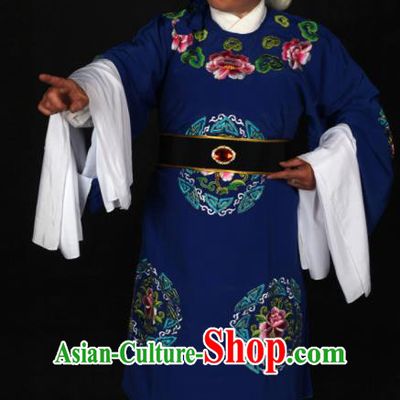 Traditional Chinese Peking Opera Stand By Blue Dress Ancient Dowager Countess Costume for Women