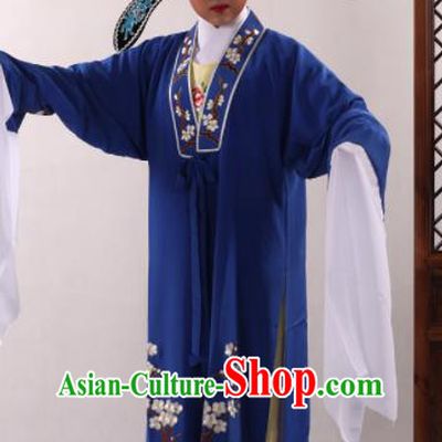 Traditional Chinese Huangmei Opera Niche Royalblue Cape Ancient Gifted Scholar Costume for Men