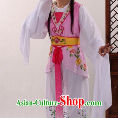 Traditional Chinese Peking Opera Maidservants Pink Dress Ancient Servant Girl Costume for Women