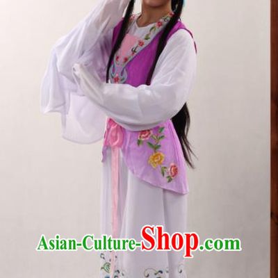 Traditional Chinese Peking Opera Maidservants Purple Dress Ancient Servant Girl Costume for Women