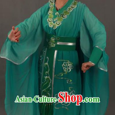 Traditional Chinese Peking Opera Actress Green Dress Ancient Madam White Snake Xiao Qing Costumes for Women