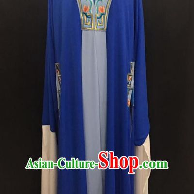 Traditional Chinese Huangmei Opera Niche Royalblue Robe Ancient Romance of the Western Chamber Scholar Costume for Men