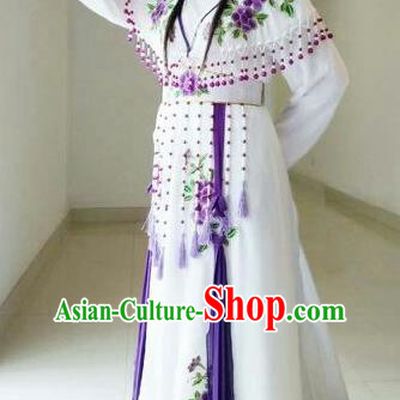 Traditional Chinese Peking Opera Diva White Dress Ancient Nobility Lady Costume for Women