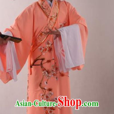 Traditional Chinese Shaoxing Opera Niche Costume Ancient Scholar Embroidered Plum Orange Robe Clothing for Men