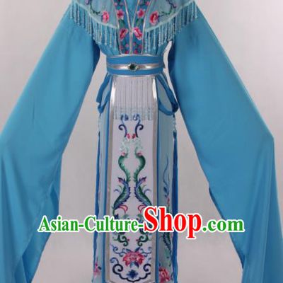 Traditional Chinese Shaoxing Opera Seven Fairy Blue Dress Ancient Peking Opera Diva Costume for Women