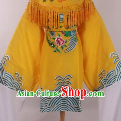 Traditional Chinese Shaoxing Opera Queen Yellow Dress Ancient Peking Opera Diva Costume for Women