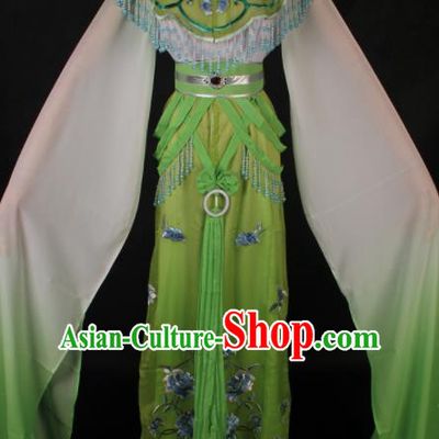 Traditional Chinese Shaoxing Opera Princess Green Dress Ancient Peking Opera Diva Fairy Costume for Women